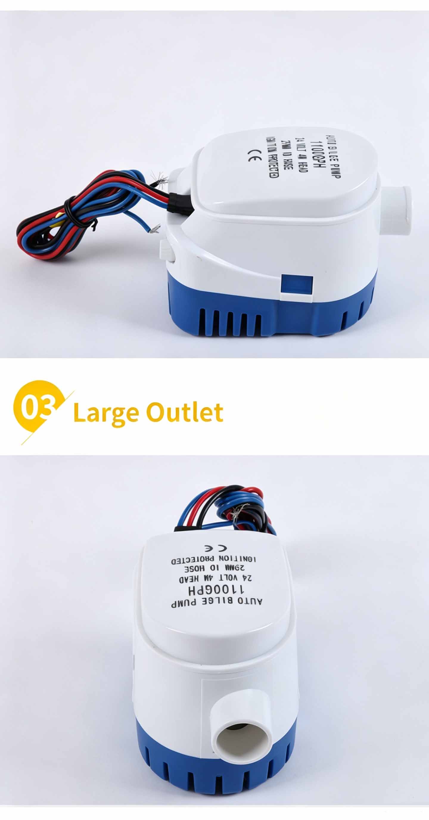 Bilge Water Pump 12V 5A 1100GPH Submersible Water Pump Bilge Pump Submersible Boat Water Pump for lrrigation, Gardening,  Swimming Pool, Ponds, Tanks, Pools, Spas Silent, Boat, Caravan, RV Submersible Boat