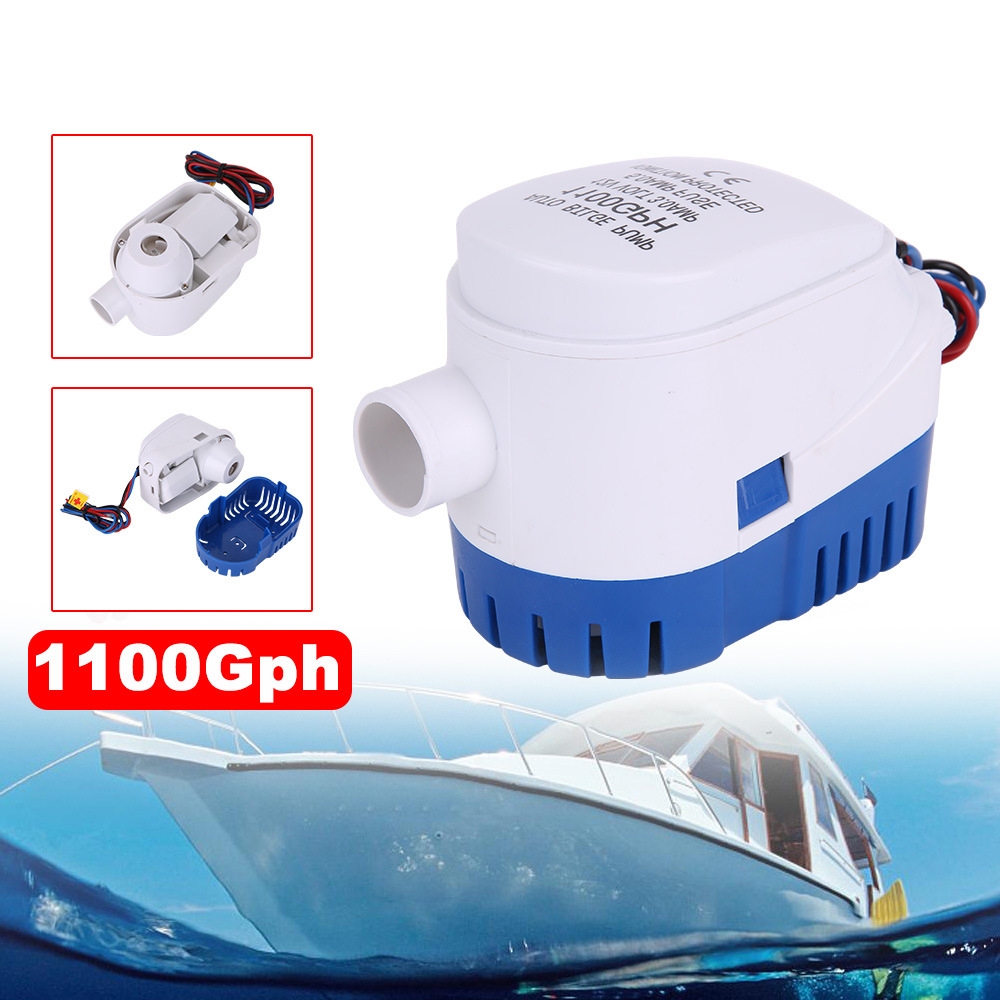 Bilge Water Pump 12V 5A 1100GPH Submersible Water Pump Bilge Pump Submersible Boat Water Pump for lrrigation, Gardening,  Swimming Pool, Ponds, Tanks, Pools, Spas Silent, Boat, Caravan, RV Submersible Boat