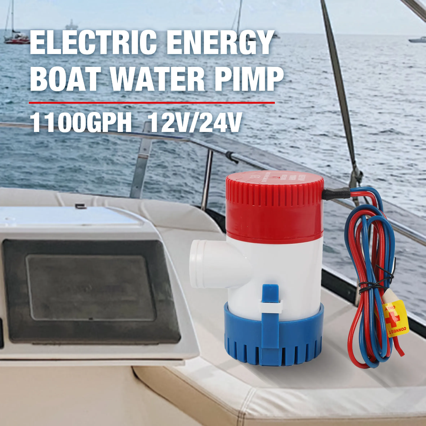 1100 GPH 12V Submersible Bilge Pump | Marine Boat Water Pump | High-Flow DC Water Drainage Pump